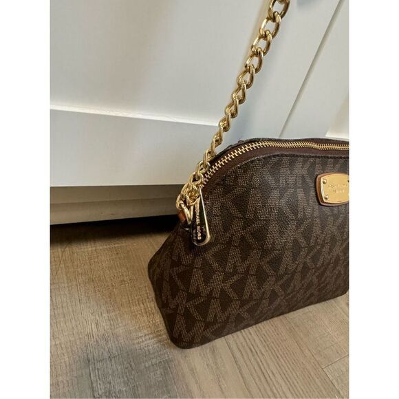 Michael Kors Brown Signature Canvas & Leather Crossbody Shoulder Bag - Picture 3 of 11